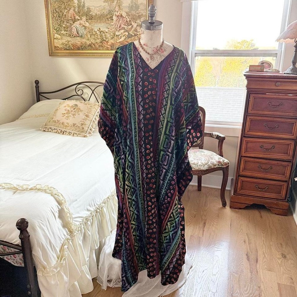 70s abstract caftan 70s barbizon caftan one size